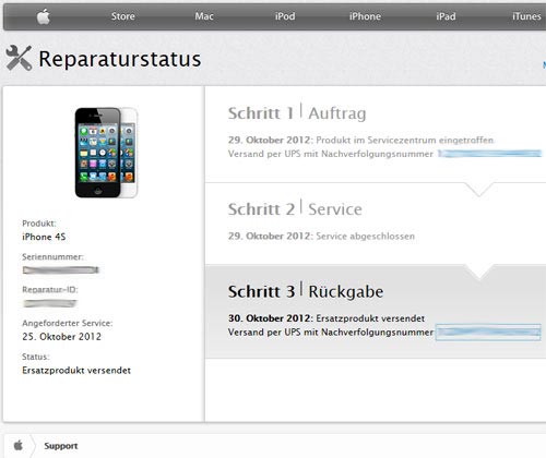 iPhone 4S reparatur status