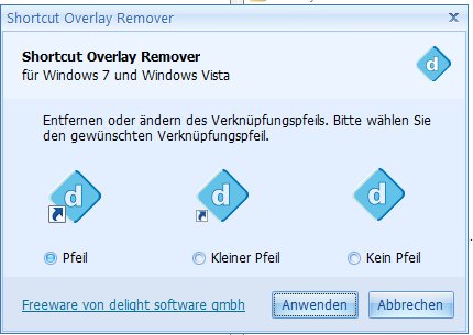 Shortcut Overlay Remover für Windows 7