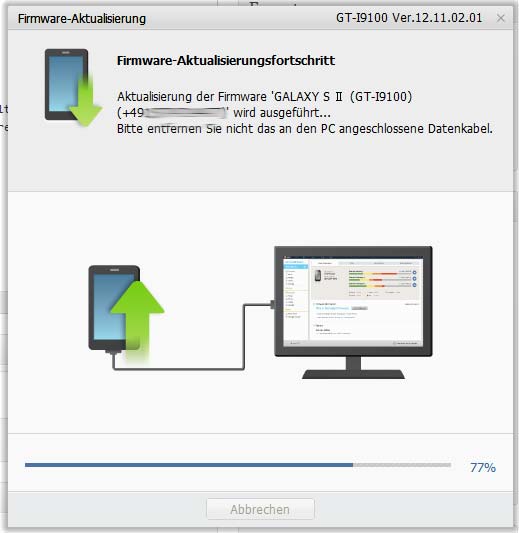 Galaxy SII Firmware-Aktualisierungsfortschritt 2